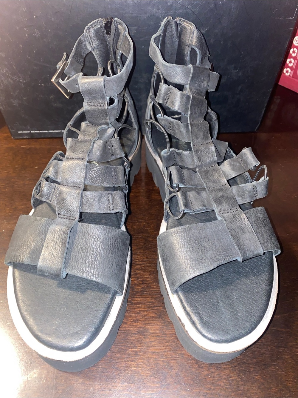 🆕 Free People Black Gladiator Platform Sandals sz 39